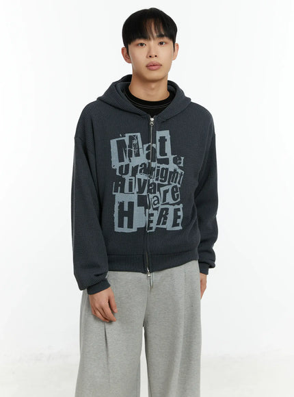 mens-knit-two-way-hoodie-zip-up-if510 / Dark gray