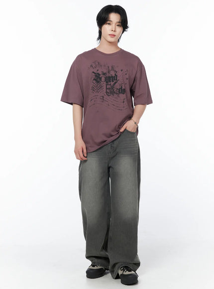 mens-street-style-graphic-print-t-shirt-iy522 / Dark purple
