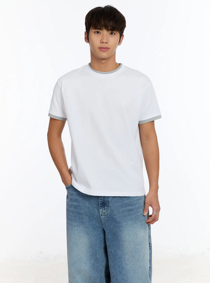 mens-layered-crewneck-t-shirt-im530 / White
