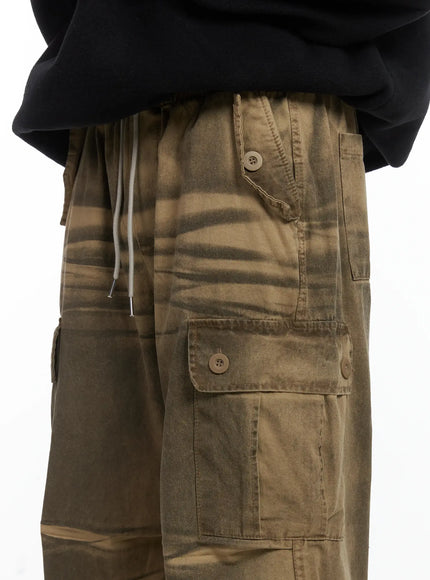 Spray Washed String Cargo Pants ID515