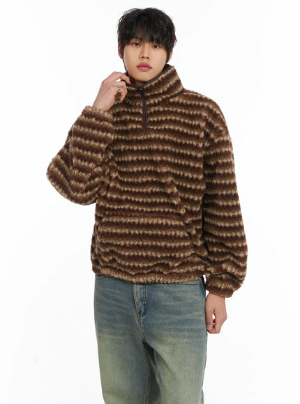 mens-warm-fleece-striped-quarter-zip-up-ij512