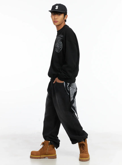 mens-straight-semi-wide-fleece-jeans-black-ij514