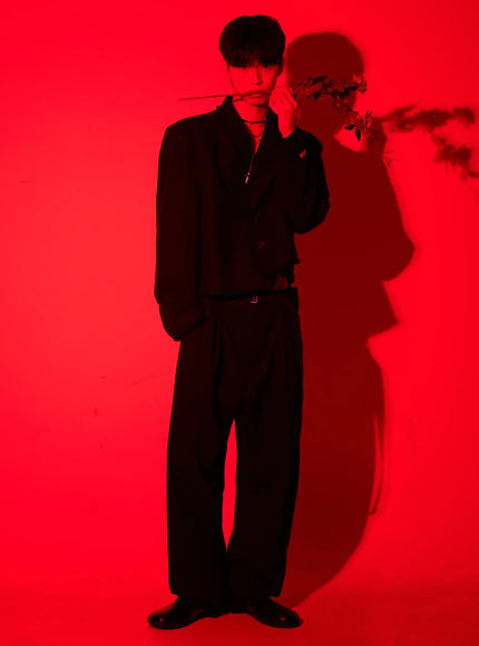 Men's Fringe Detail Cropped Wool Jacket IN503