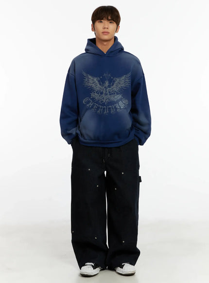 Men's Graphic Washed Fleece Hoodie ID523