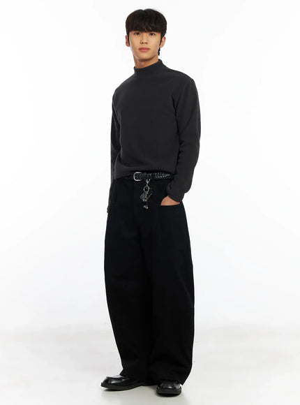 mens-neutral-tone-mock-neck-if504 / Dark gray