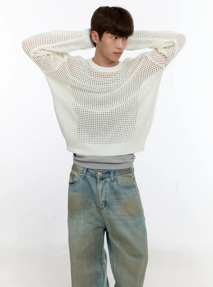 Men's Mesh Knit Sweater IS529