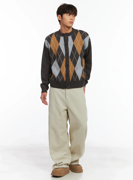 Men's Argyle Knit Cardigan ID511
