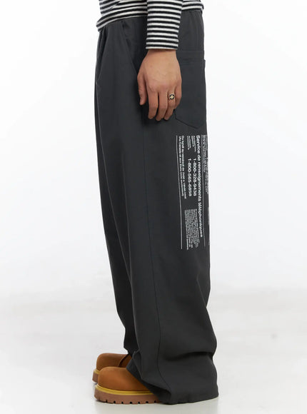 Men's Wide Leg Graphic Cotton Pants IJ527