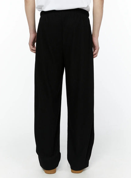Men's Pleated Wide Leg Pants (Black) IY504