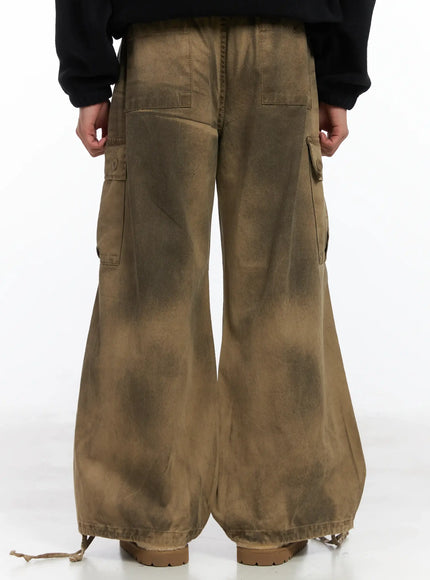 Spray Washed String Cargo Pants ID515