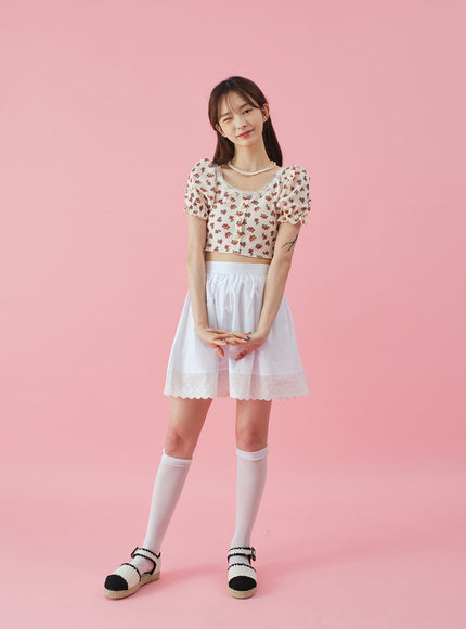 Lacy Flower Print Cardigan BY31