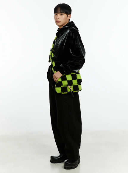 mens-high-end-glossy-double-zipper-zip-up-hoodie-if511