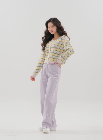 Color Wide Leg Pants B1801