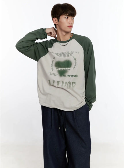 Men's Graphic Raglan Long Sleeve T-Shirt IS529