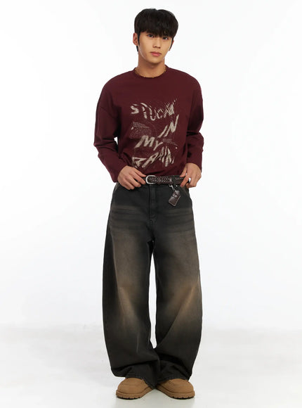 mens-graphic-long-sleeve-tee-if506 / Dark red