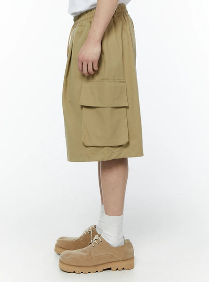Men's Beige Cargo Bermuda Shorts IA530