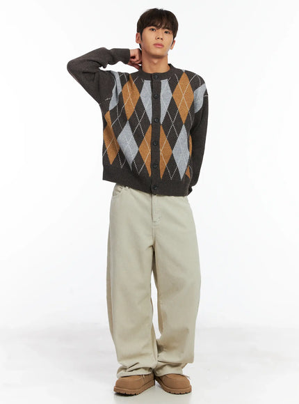 Men's Argyle Knit Cardigan ID511