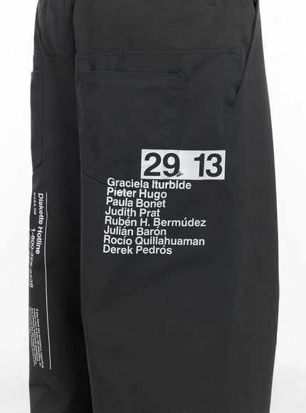 Men's Wide Leg Graphic Cotton Pants IJ527