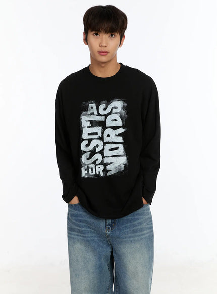 mens-graphic-print-long-sleeve-tee-im530 / Black