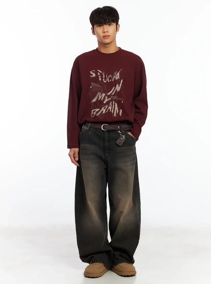 mens-woven-leather-keychain-belt-if504 / Brown