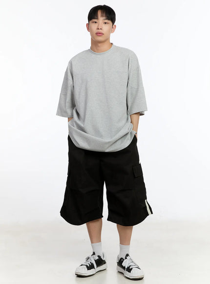 mens-stich-detail-oversized-tee-ia507 / Gray