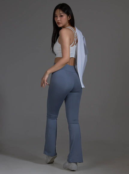 High-Waist Flared Leggings (Light Blue) IO517