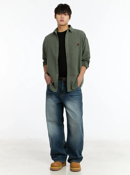 Men's Washed Wide-Leg Jeans IM502