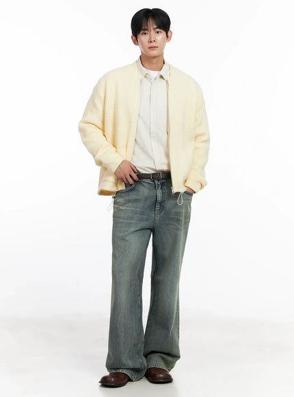 Men's Blue Washed Semi-Flared Jeans IJ521