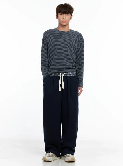 Men's Plaid Waistband Sweatpants IO502