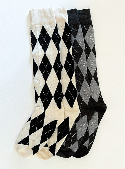 2 Pack Socks With Diamond Pattern