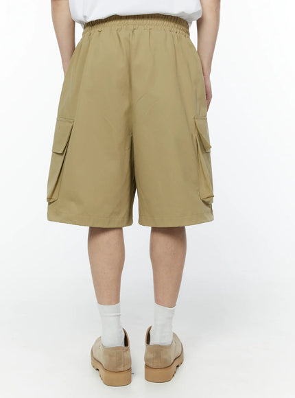 Men's Beige Cargo Bermuda Shorts IA530