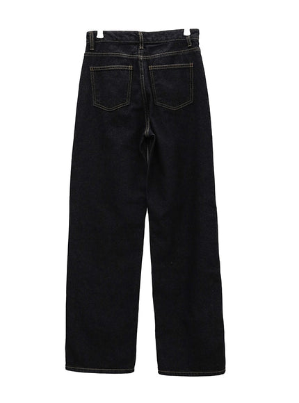 Charcoal Black Long Denim Pants OM6