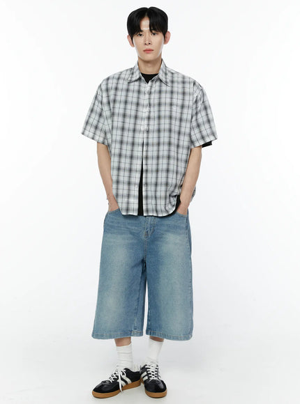 Men's Wide Leg Denim Bermuda Shorts IA527