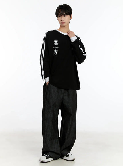 Men's Snap Button Wide-Leg Jeans ID502