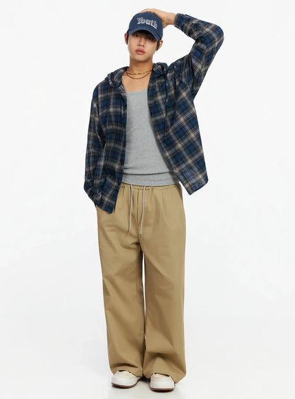 Men's Wide Leg Graphic Cotton Pants IJ527