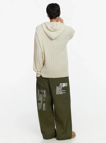 Men's Wide Leg Graphic Cotton Pants IJ527