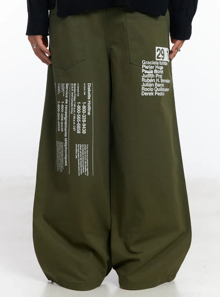 Men's Wide Leg Graphic Cotton Pants IJ527