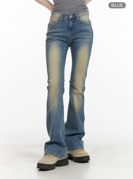 Slim Fit Washed Bootcut Jeans CA402