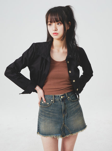 Ripped Denim Mini Skirt BA305