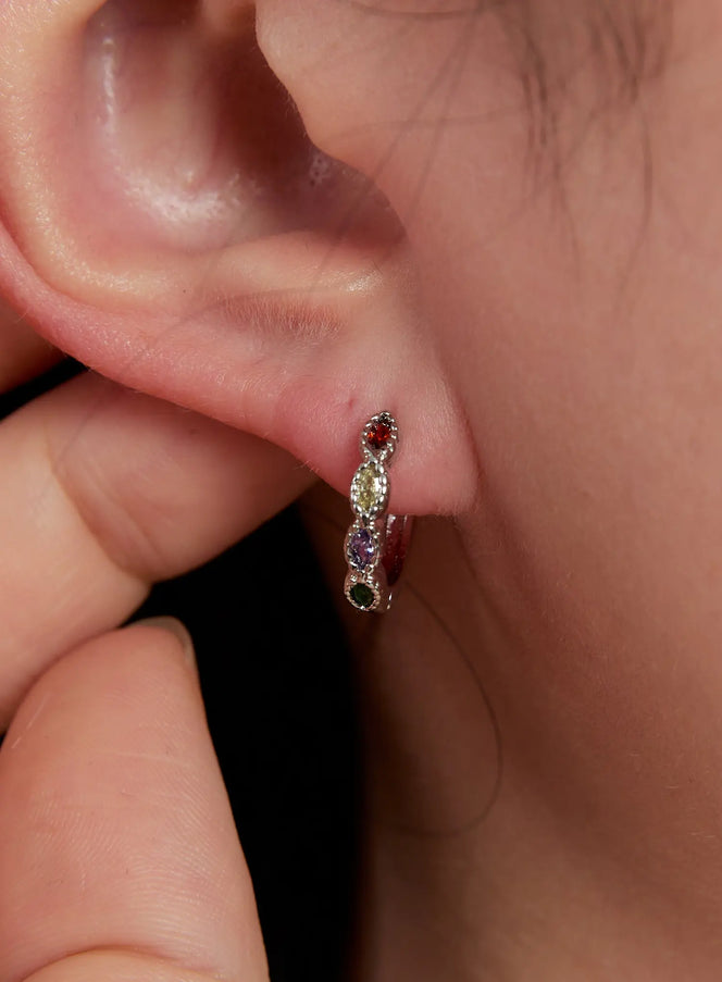 multicolor-hoop-earrings-in528 / Silver