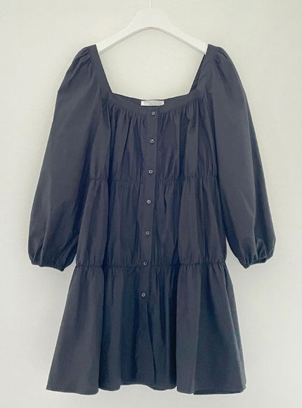 Square Neck Tiered Mini Dress