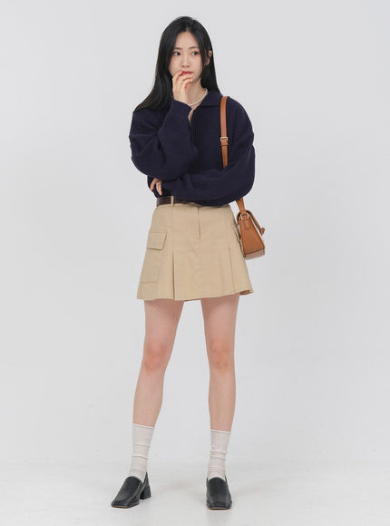 Double Pocket Pleated Mini Skirt OA01