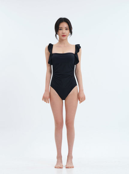 Shoulder Frill Detail One Piece Swimsuit