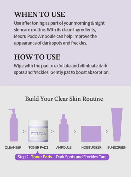 Meoru Podo Vita C Turn-over Dark Spots Pad (60pcs)