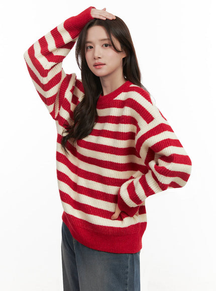 Cozy Striped Oversized Sweater IJ510