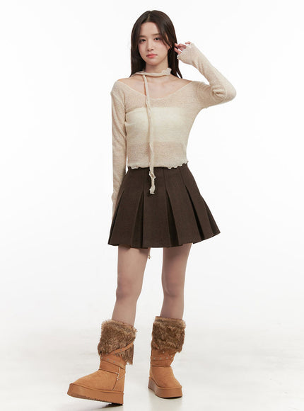 Cozy Pleated Mini Skirt IJ510