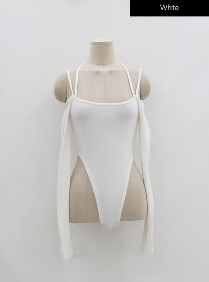 Off-Shoulder Thin Straps Bodysuit IN22