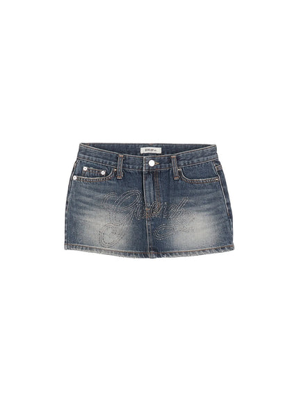 Low-Rise Denim Mini Skirt IA507