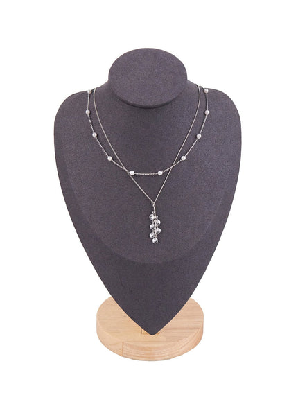 Two-Line Cubic Bijou Necklace IJ516