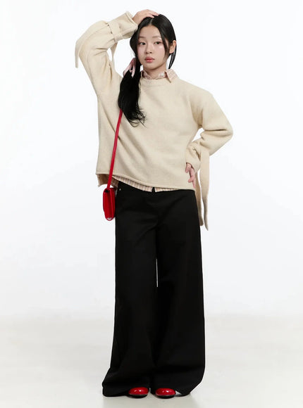 Ribbon Sleeve Knit Sweater IM513